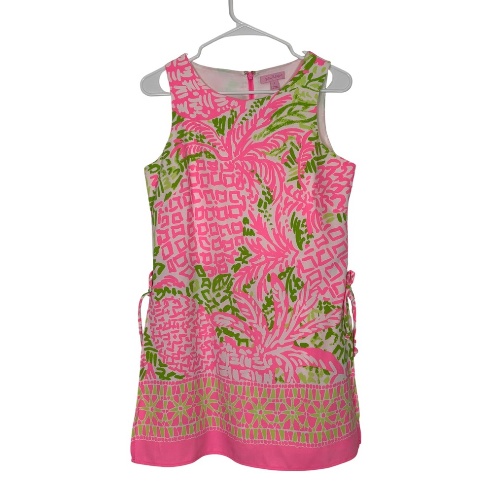 Lilly Pulitzer Donna Romper Dress Women 2 Pink Green Tropical Pineapple Shift